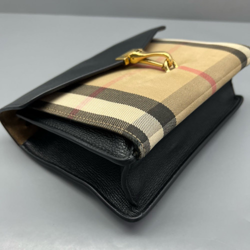 Burberry Small Macken Crossbody Bag Calfskin House Check Black Beige Khaki Burberry Small Macken Crossbody Bag Calfskin House Check Black Beige Khaki