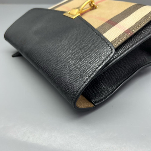 Burberry Small Macken Crossbody Bag Calfskin House Check Black Beige Khaki Burberry Small Macken Crossbody Bag Calfskin House Check Black Beige Khaki