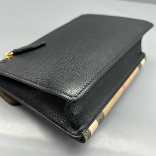 Burberry Small Macken Crossbody Bag Calfskin House Check Black Beige Khaki Burberry Small Macken Crossbody Bag Calfskin House Check Black Beige Khaki