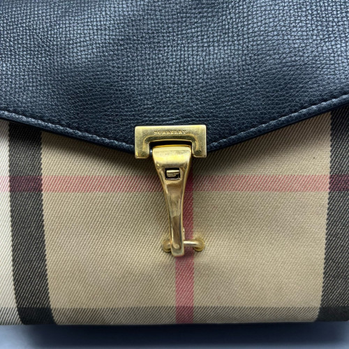 Burberry Small Macken Crossbody Bag Calfskin House Check Black Beige Khaki Burberry Small Macken Crossbody Bag Calfskin House Check Black Beige Khaki