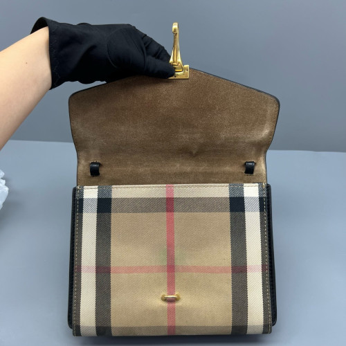 Burberry Small Macken Crossbody Bag Calfskin House Check Black Beige Khaki Burberry Small Macken Crossbody Bag Calfskin House Check Black Beige Khaki