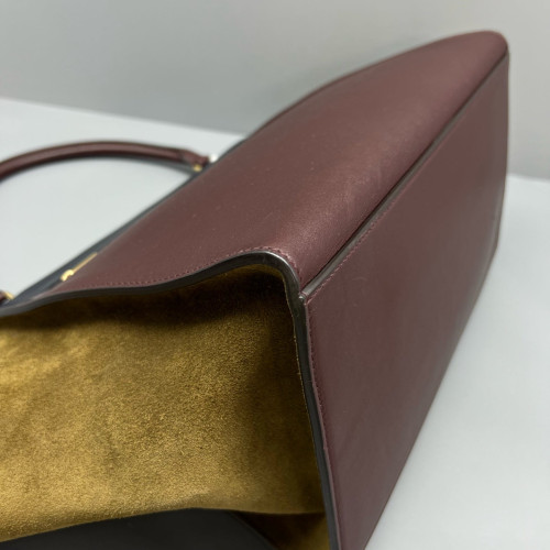 Celine Large Trapeze Suede Calfskin Black Brown Green
