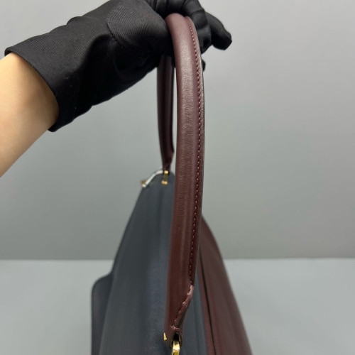 Celine Large Trapeze Suede Calfskin Black Brown Green