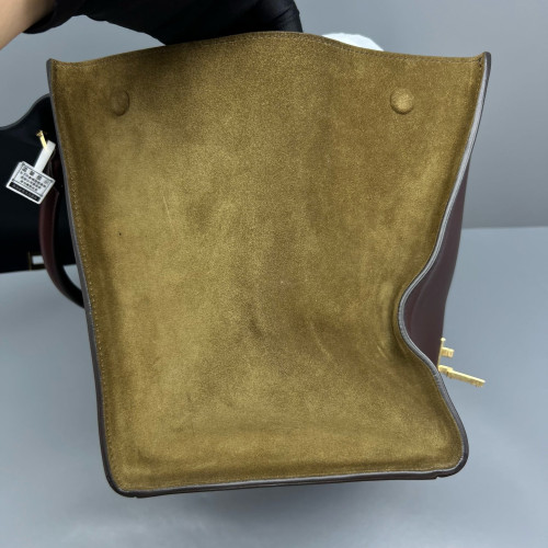 Celine Large Trapeze Suede Calfskin Black Brown Green