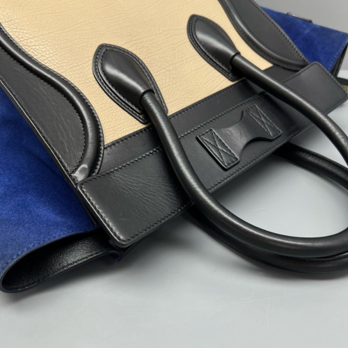 Celine Mini Luggage Calfskin Suede Black Beige Blue