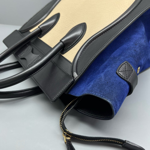 Celine Mini Luggage Calfskin Suede Black Beige Blue