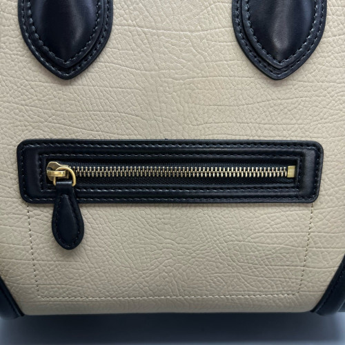 Celine Mini Luggage Calfskin Suede Black Beige Blue