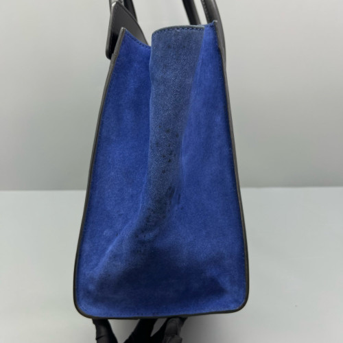 Celine Mini Luggage Calfskin Suede Black Beige Blue