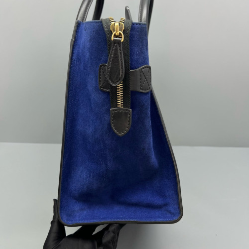 Celine Mini Luggage Calfskin Suede Black Beige Blue