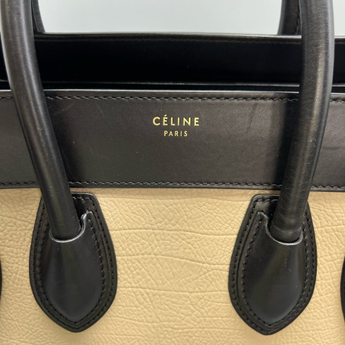 Celine Mini Luggage Calfskin Suede Black Beige Blue