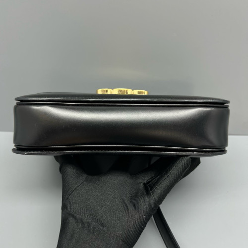 Celine Triomphe Medium Triomphe Shoulder Bag Smooth Calfskin Black