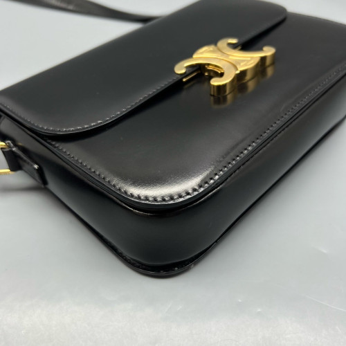 Celine Triomphe Medium Triomphe Shoulder Bag Smooth Calfskin Black