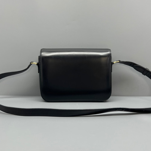 Celine Triomphe Medium Triomphe Shoulder Bag Smooth Calfskin Black