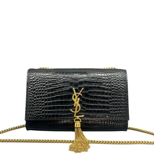 Yves Saint Laurent Medium Kate Crossbody Bag Calfskin Crocodile Embossed Black Yves Saint Laurent Medium Kate Crossbody Bag Calfskin Crocodile Embossed Black