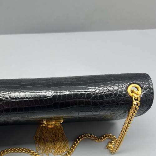 Yves Saint Laurent Medium Kate Crossbody Bag Calfskin Crocodile Embossed Black Yves Saint Laurent Medium Kate Crossbody Bag Calfskin Crocodile Embossed Black
