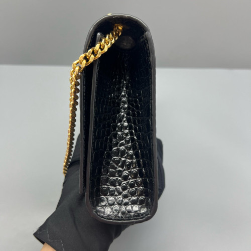 Yves Saint Laurent Medium Kate Crossbody Bag Calfskin Crocodile Embossed Black Yves Saint Laurent Medium Kate Crossbody Bag Calfskin Crocodile Embossed Black