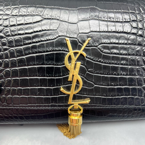 Yves Saint Laurent Medium Kate Crossbody Bag Calfskin Crocodile Embossed Black Yves Saint Laurent Medium Kate Crossbody Bag Calfskin Crocodile Embossed Black