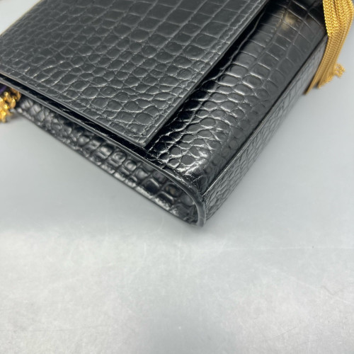 Yves Saint Laurent Medium Kate Crossbody Bag Calfskin Crocodile Embossed Black Yves Saint Laurent Medium Kate Crossbody Bag Calfskin Crocodile Embossed Black