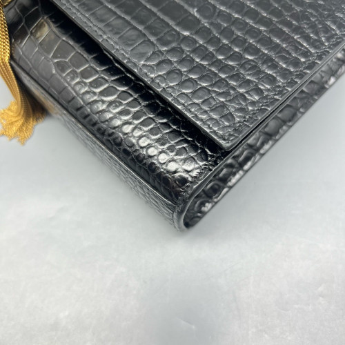 Yves Saint Laurent Medium Kate Crossbody Bag Calfskin Crocodile Embossed Black Yves Saint Laurent Medium Kate Crossbody Bag Calfskin Crocodile Embossed Black