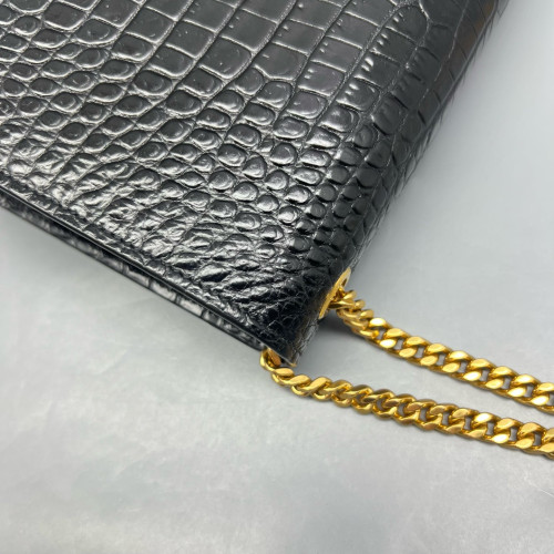 Yves Saint Laurent Medium Kate Crossbody Bag Calfskin Crocodile Embossed Black Yves Saint Laurent Medium Kate Crossbody Bag Calfskin Crocodile Embossed Black