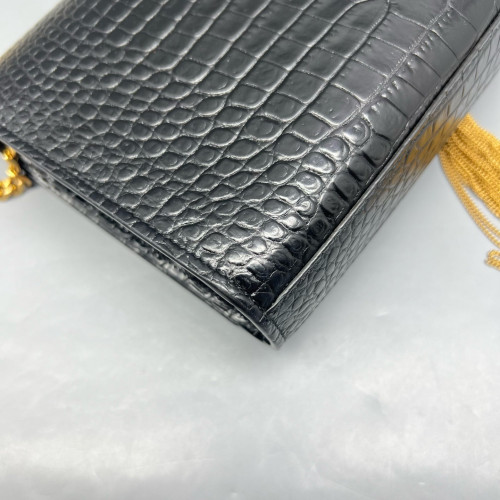 Yves Saint Laurent Medium Kate Crossbody Bag Calfskin Crocodile Embossed Black Yves Saint Laurent Medium Kate Crossbody Bag Calfskin Crocodile Embossed Black