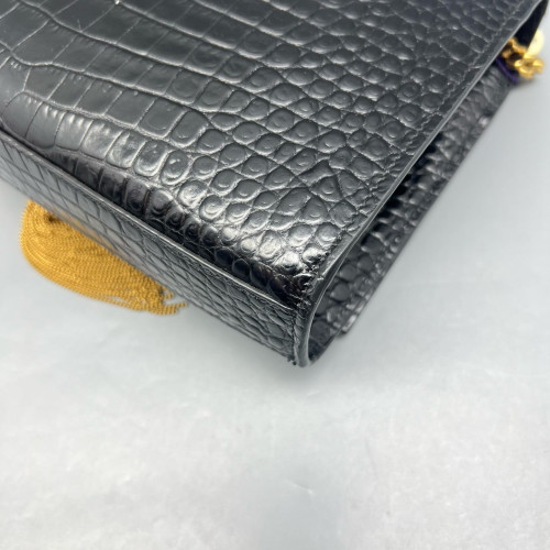 Yves Saint Laurent Medium Kate Crossbody Bag Calfskin Crocodile Embossed Black Yves Saint Laurent Medium Kate Crossbody Bag Calfskin Crocodile Embossed Black