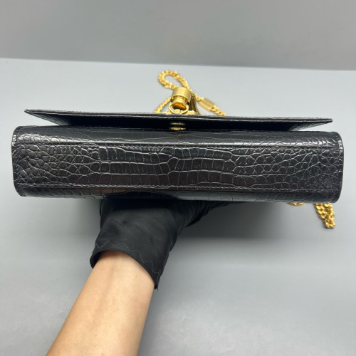 Yves Saint Laurent Medium Kate Crossbody Bag Calfskin Crocodile Embossed Black Yves Saint Laurent Medium Kate Crossbody Bag Calfskin Crocodile Embossed Black