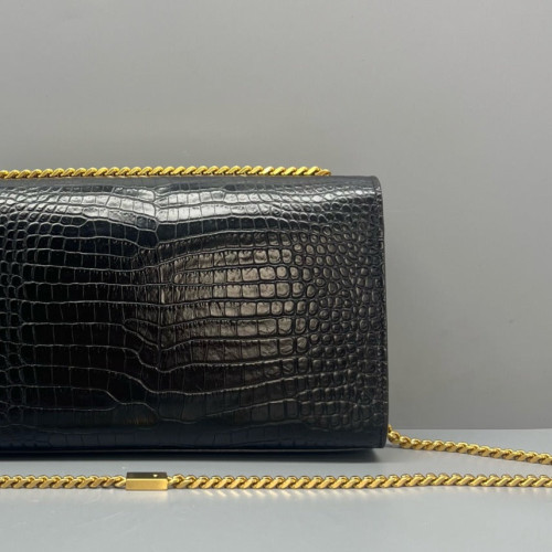 Yves Saint Laurent Medium Kate Crossbody Bag Calfskin Crocodile Embossed Black Yves Saint Laurent Medium Kate Crossbody Bag Calfskin Crocodile Embossed Black