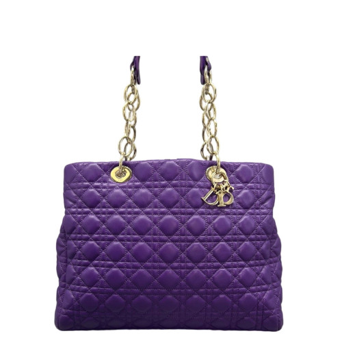 Dior Cannage Tote Bag Calfskin Purple