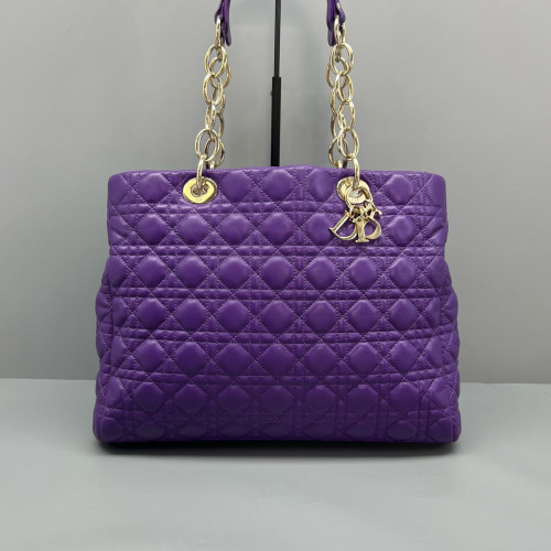 Dior Cannage Tote Bag Calfskin Purple