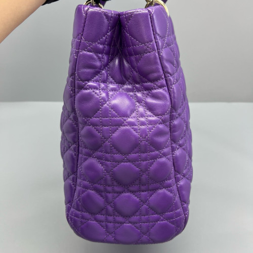 Dior Cannage Tote Bag Calfskin Purple