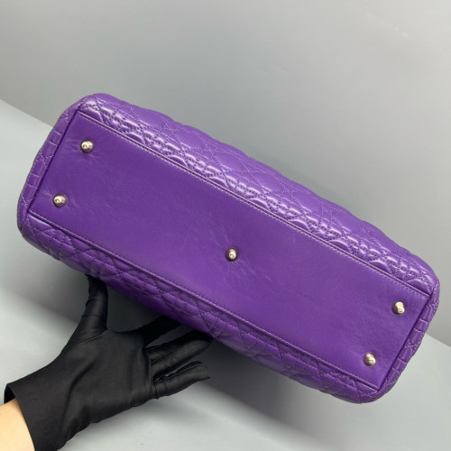Dior Cannage Tote Bag Calfskin Purple