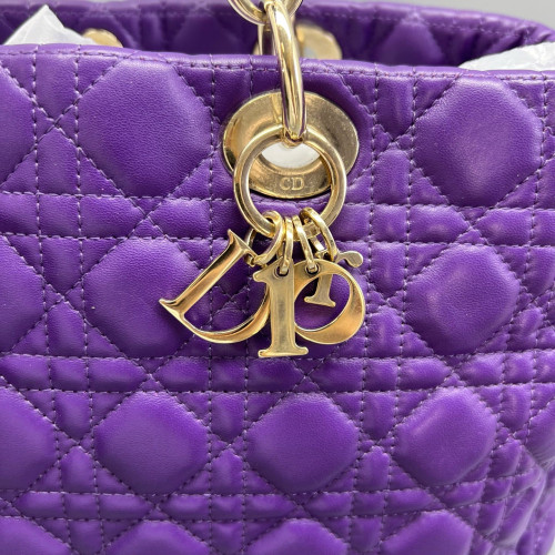 Dior Cannage Tote Bag Calfskin Purple