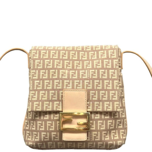 Fendi Crossbody Bag Zucca Calfskin Beige Light Tan Fendi Crossbody Bag Zucca Calfskin Beige Light Tan
