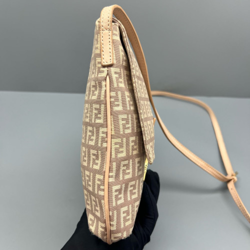 Fendi Crossbody Bag Zucca Calfskin Beige Light Tan Fendi Crossbody Bag Zucca Calfskin Beige Light Tan