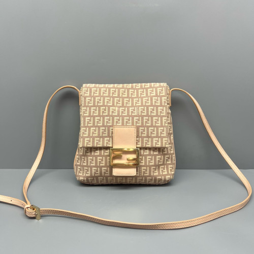 Fendi Crossbody Bag Zucca Calfskin Beige Light Tan Fendi Crossbody Bag Zucca Calfskin Beige Light Tan