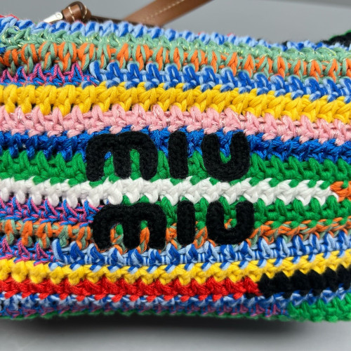 Miu Miu Mini Spirit Bag Fabric Calfskin Brown Red White