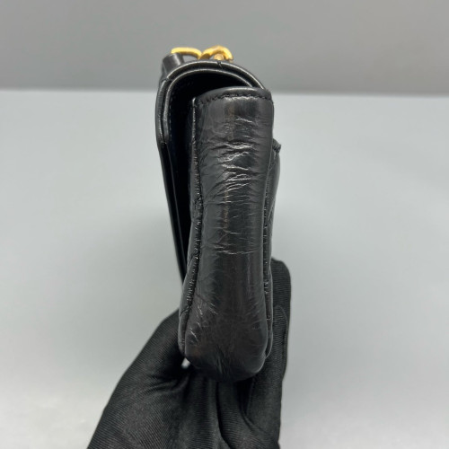 Yves Saint Laurent Mini College Pull Up Leather Black
