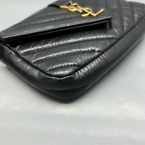 Yves Saint Laurent Mini College Pull Up Leather Black