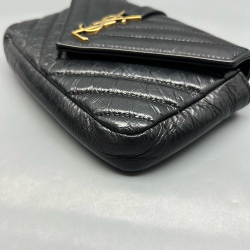 Yves Saint Laurent Mini College Pull Up Leather Black