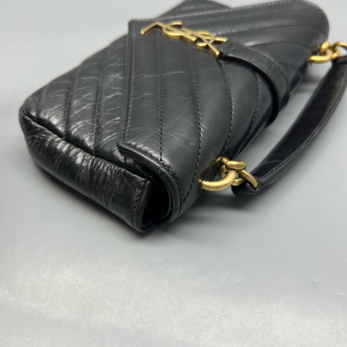 Yves Saint Laurent Mini College Pull Up Leather Black
