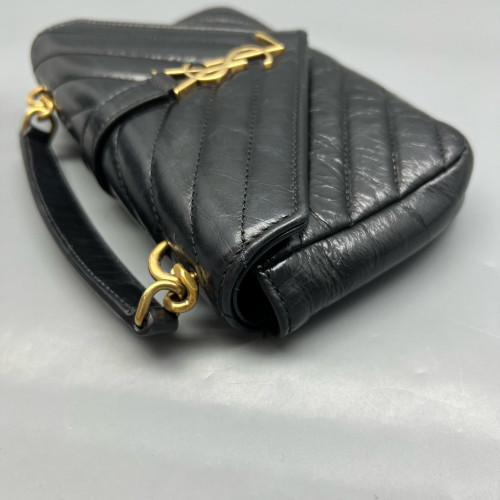 Yves Saint Laurent Mini College Pull Up Leather Black