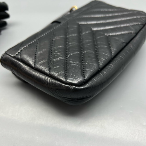 Yves Saint Laurent Mini College Pull Up Leather Black