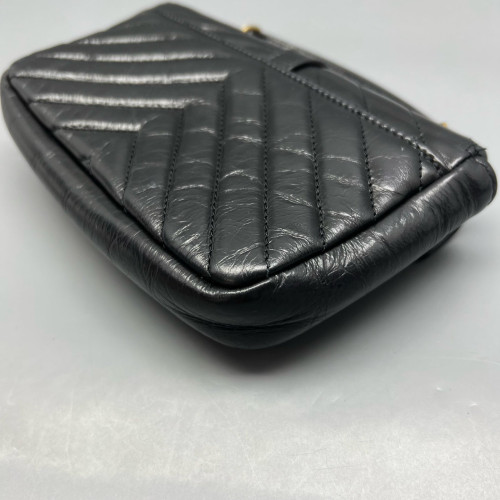 Yves Saint Laurent Mini College Pull Up Leather Black