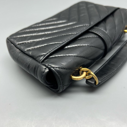 Yves Saint Laurent Mini College Pull Up Leather Black