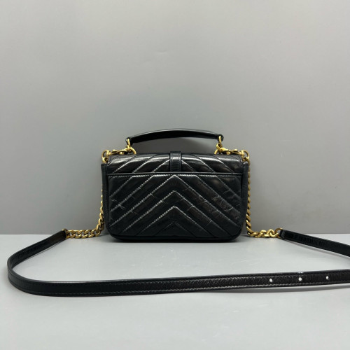 Yves Saint Laurent Mini College Pull Up Leather Black