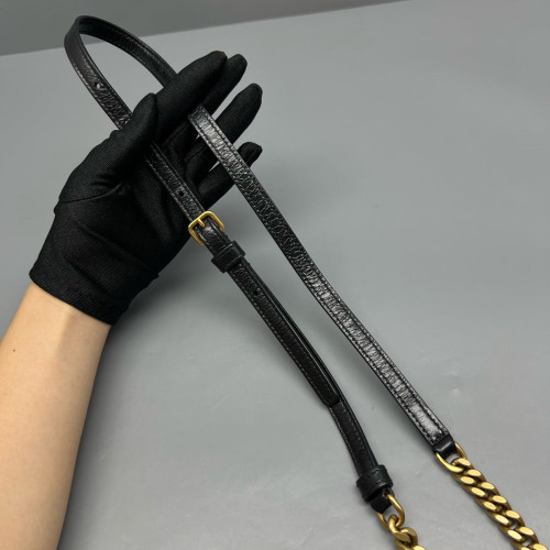 Yves Saint Laurent Mini College Pull Up Leather Black