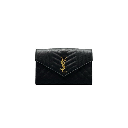 Yves Saint Laurent Envelope Wallet On Chain Caviar Black