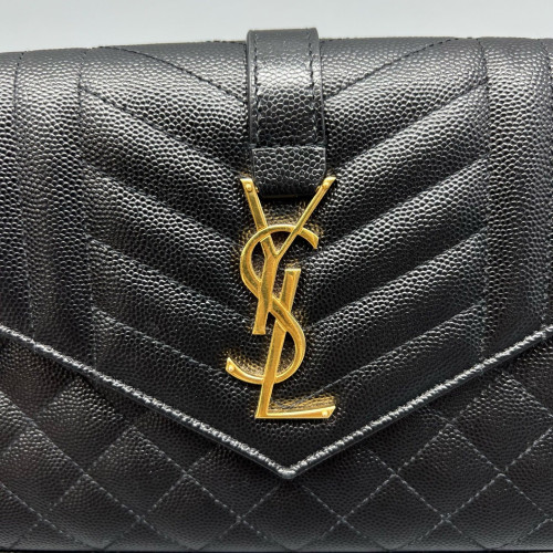 Yves Saint Laurent Envelope Wallet On Chain Caviar Black