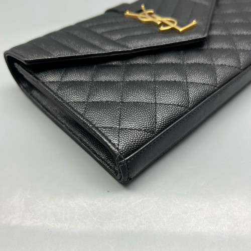 Yves Saint Laurent Envelope Wallet On Chain Caviar Black